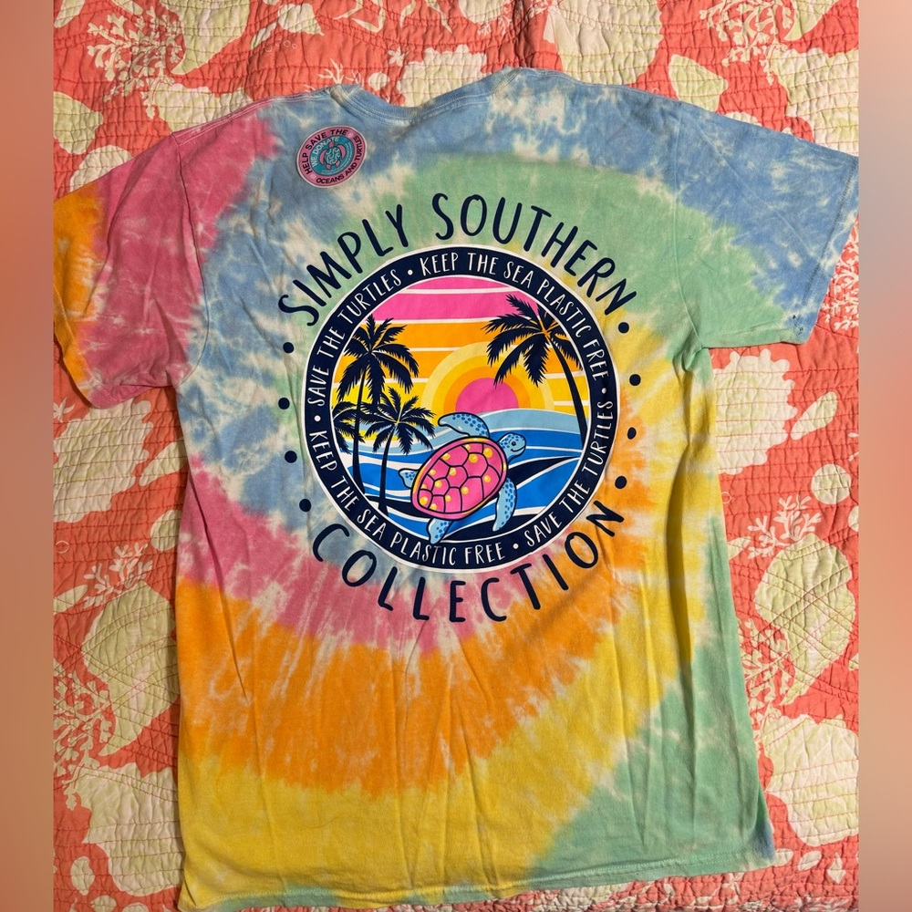 NWT Simply Southern Turtle Tye Dye Tee Size Medium